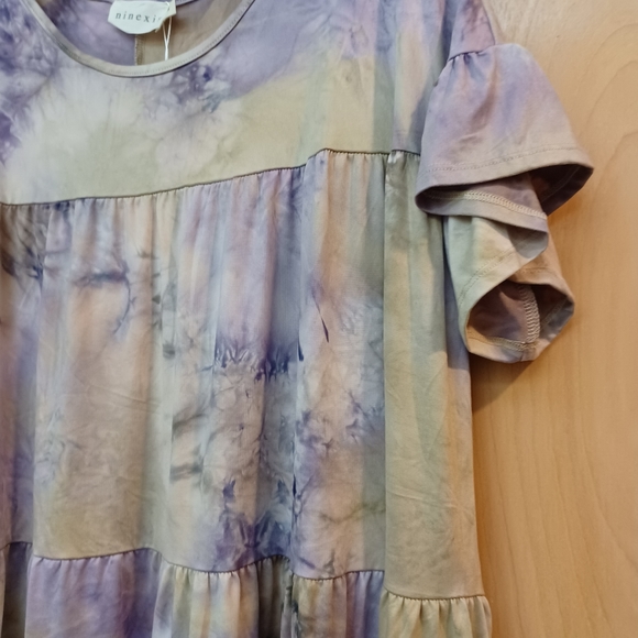 Purple Lilac Lavender Boho Tie Die Tiered Dress M New Tags NWT - Picture 5 of 9